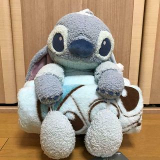 Disney Store Stitch Plush Doll Toy With Blanket From Japan (1646m)