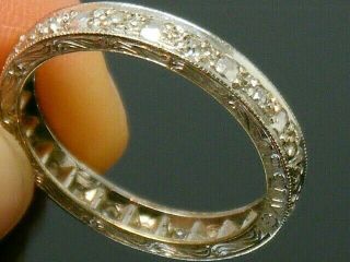 9ct Gold 9k Gold Antique Old Mine Cut Diamond Full Circle Eternity Ring Size O