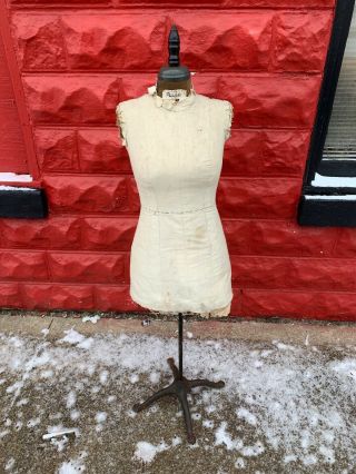 Vintage Linen Mannequin 4 Dress Cast Iron Stand Display