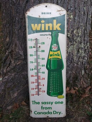 Vintage Wink Canada Dry Thermometer.  Soda Beverage Sign
