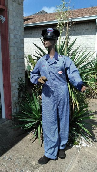 Vintage Esso Oil Service Gas Station Attendant Cap Hat Patch Uniform