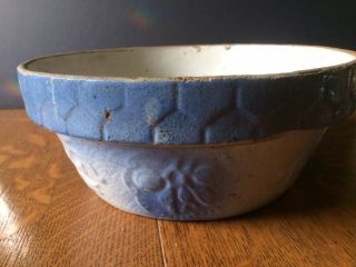 Antique Blue & White Flat Bottom Stoneware Mixing Bowl Kitchenware Design