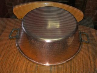 Vintage French Hammered Copper Preserving Jam Pan Mixing Bowl Stamped