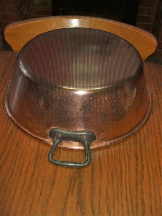 VINTAGE FRENCH HAMMERED COPPER PRESERVING JAM PAN MIXING BOWL STAMPED 2
