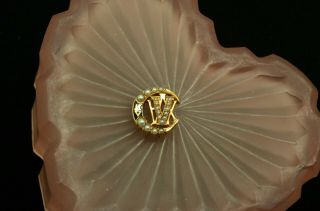 14k Yellow Gold Lambda Chi Alpha Delta Pi Lapel Pin W/ Seed Pearls