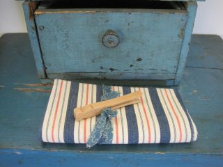 Old Primitive Red White And Blue Ticking Fabric Textile Size American Aafa