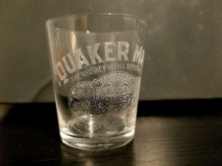 Pre Prohibition Etched Shot Glass Quaker Maid Whiskey,  S.  Hirsch Co.  Kansas City