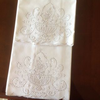 Vintage Set Of Two Pillowcases - Hand Embroidered
