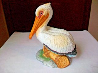 Vintage Lefton China Pelican Bird On A Log 07216 Hand Painted