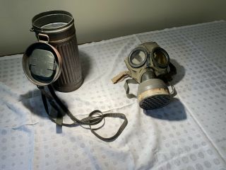 German Ww2 Issued Bmw Gas Mask And Cannister