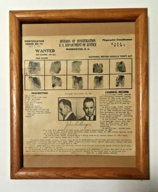 2 - Sided Wanted Poster,  John Dillinger,  1934 Department Of Justice