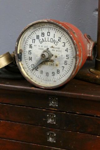 Vintage Gallons Meter Clock Face Dial Steampunk Industrial Gas Pump Water Glass