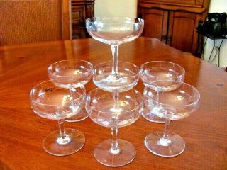 Vintage Set Of 7 Baccarat French Crystal Champagne Sherbert Pedestal Glasses Euc