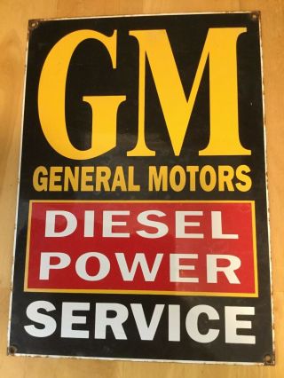 Vintage Gm General Motors Diesel Power Service Porcelain Advertising Sign Truck