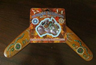Aboriginal Art 12” Returning Boomerang Australia Hand Made and Painted 3