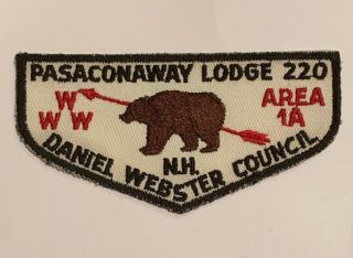 Order Of The Arrow Pasaconaway Lodge 220 F1a Rare First Flap