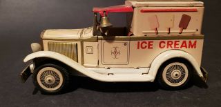 Vintage Bandai Tin Friction 1932 Ford Ice Cream Truck Made In Japan