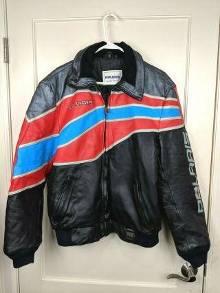 Vintage Polaris Snowmobile Leather Jacket Coathein Gericke Size: M Tall
