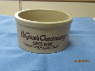 Vintage LE GEUE ' S Creamery Stoneware Advertising Butter Crock 2