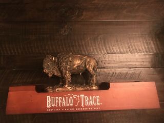 Buffalo Trace Bronze Buffalo Wood Napkin Straw Bar Caddy