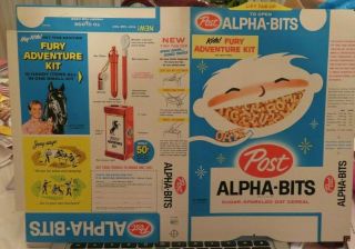Old Vintage 1960 Post Alpha Bits Cereal Box - Flat