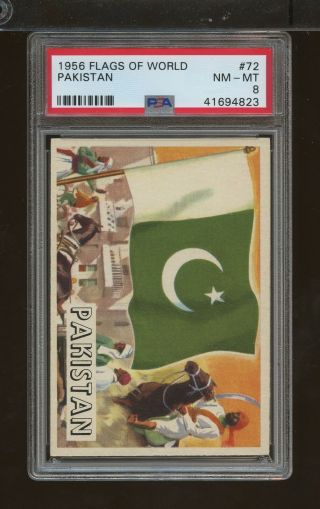 1956 Topps Flags Of The World Psa 8 72 Pakistan (sc1 - 823)