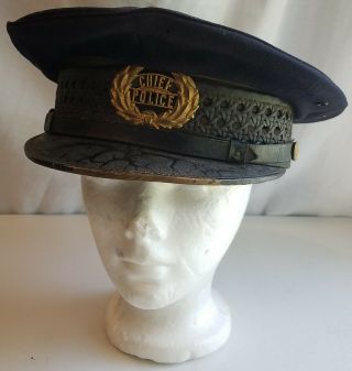 1890s - 1910s Obsolete Police Chief Uniform Hat Cap Craddock Kc Antique