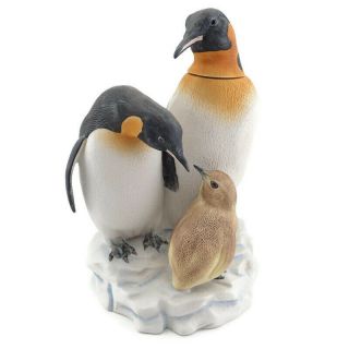 Penguin Family Vtg Ski Country Whiskey Decanter Bottle Figure Wildlife Animal 9 "