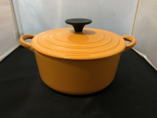 Vintage Le Creuset Orange Yellow Enamel Cast Iron B 7.  5 " Dutch Oven Pot 2 Qt