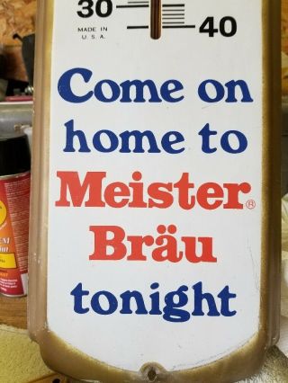 Tin Meister Brau Advertising Thermometer.  38 