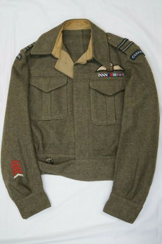 Ww2 Canadian Rcaf Officers Battle Dress Tunic & Pilot Wings Re - Patched