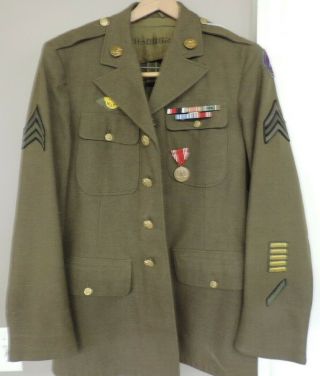 Wwii Uniform Us Army 4 Pocket Service Enlisted Man Wool Coat Jacket 3rd Army