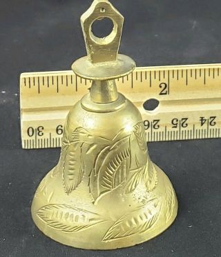 Delicately Etched Bells Of Sarna Brass Vintage Hand Bell 2 Inch Signed