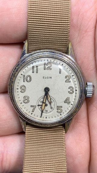 Vintage Ww2 Era Elgin Military Issue Wristwatch