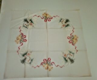 Vintage Christmas Cross - Stitch Square Fabric Foyer Table Cloth Scarf Holiday