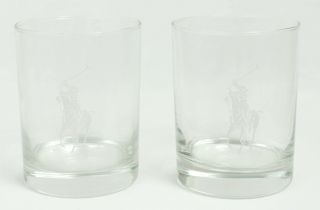 Clear Polo Sport Scotch Small Glass Cup Set Of 2