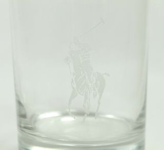 Clear Polo Sport Scotch Small Glass Cup Set of 2 3
