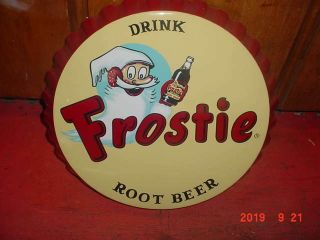 Frosty Root Beer Bottle Cap Sign 25 Inch