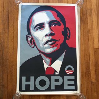 Shephard Fairey Obama “hope” 2008 Campaign 24x36 Print Signed / Dated