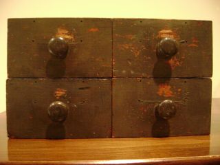 Antique 4 Divided Drawers Wood Spice Apothecary - 5 " W,  5.  5 " Deep,  2.  75 " H