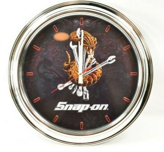 Vtg Snap - On Tools 16 " Snake Graphic Clock - Old Stock - - Made In Usa