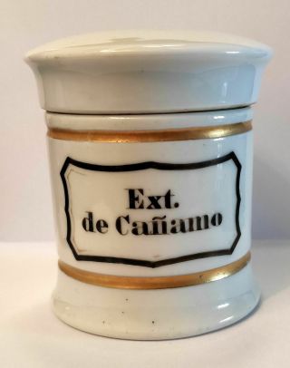 Old Ext.  De CaÑamo Cannabis Derivated Pharmacy Apothecary.  Porcelain 1920 