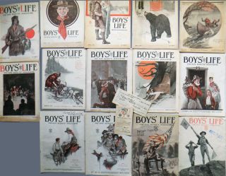 14 Bsa Antique 2 1916,  12 Month Run 1918 - 19 Boys Life Magazines W Boy Scout Id