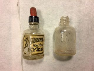 Vintage Murine Eye Drop Bottles Embossed Glass Bottles One Has Unusabe Dropper