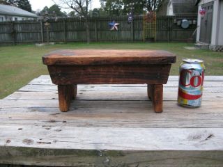 Antique Primitive Wooden Stool - Rustic And Small Size