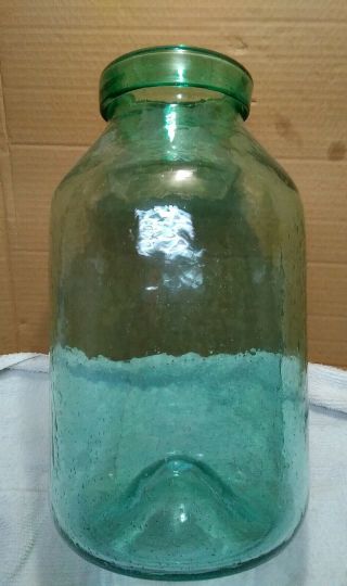 Huge Antique/vintage Large Green Hand/mold Blown Glass Apothecary? Jar.  5 Gal?