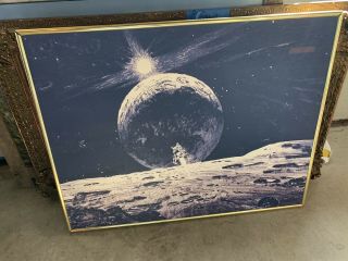 Apollo 11 Nasa 1st Moon Landing Robert T Mccall Artwork Framed Canvas Signed