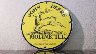 Vintage John Deere Porcelain Gas Farm Equipment Midwest Service Tractor Sign