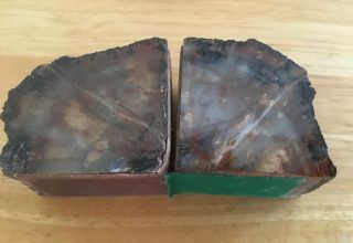 Vintage Petrified Wood Bookends Arizona Cut Polished 3.  9 Lbs,  3.  5” Tall 3