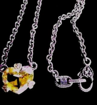 Judith Ripka Canary Heart 18k Gold Sterling Diamond Pendant Necklace W/gift Box